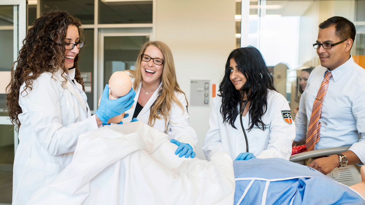 image of students in birthing lab