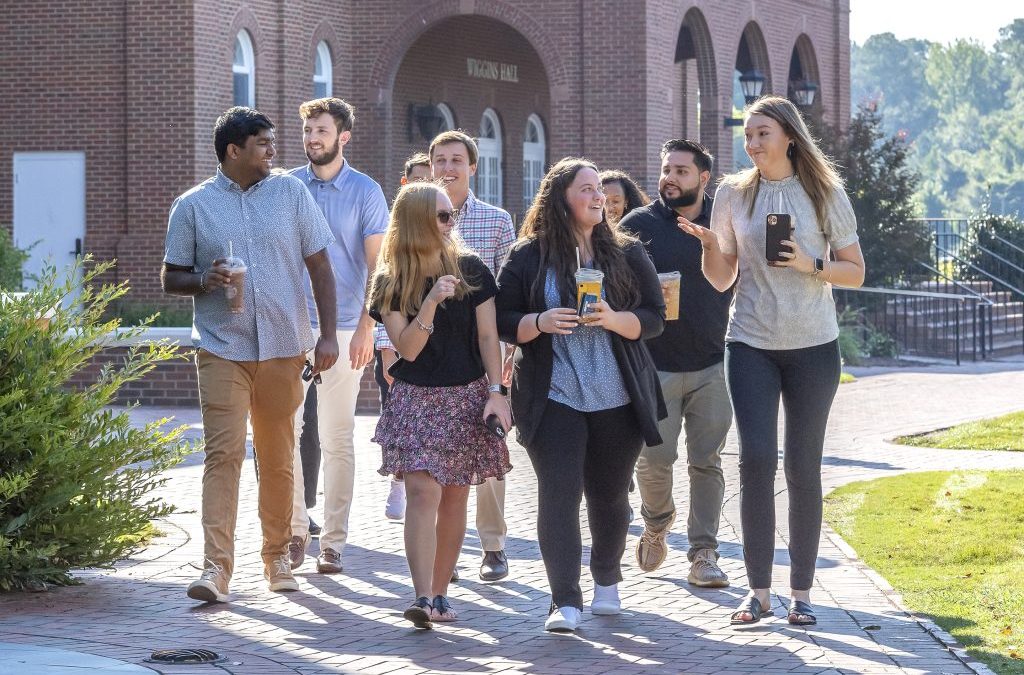 Students walking together on campus
